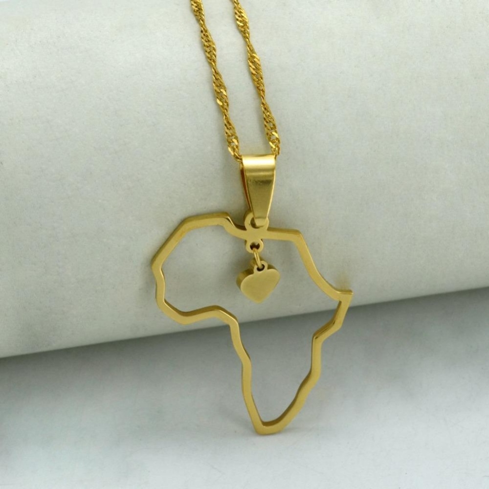 Africa necklace, Heart African of Maps necklace